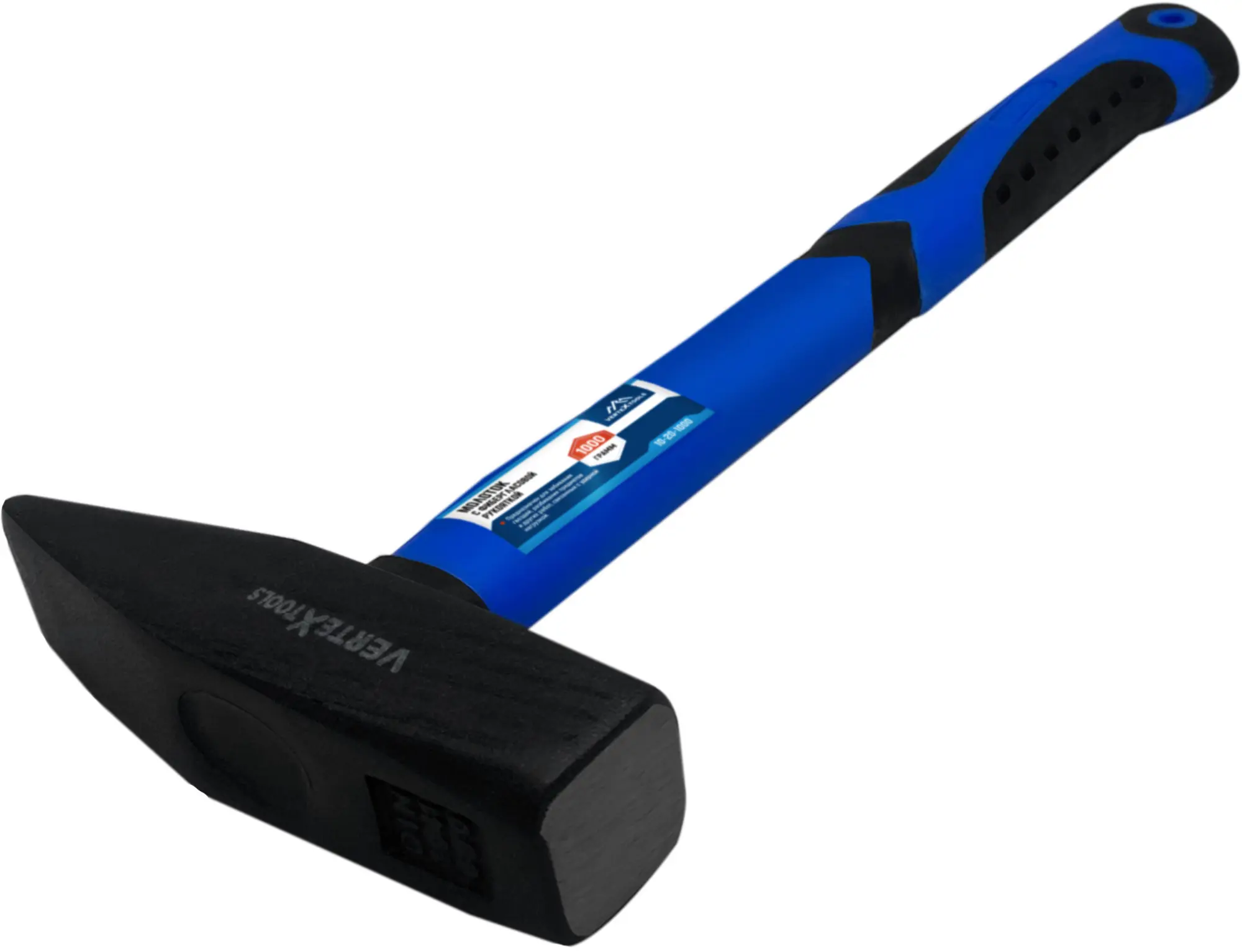 Изображение товара Молоток слесарный Vertextools 10-20-1000, 1000 г, фиберглассовая рукоятка