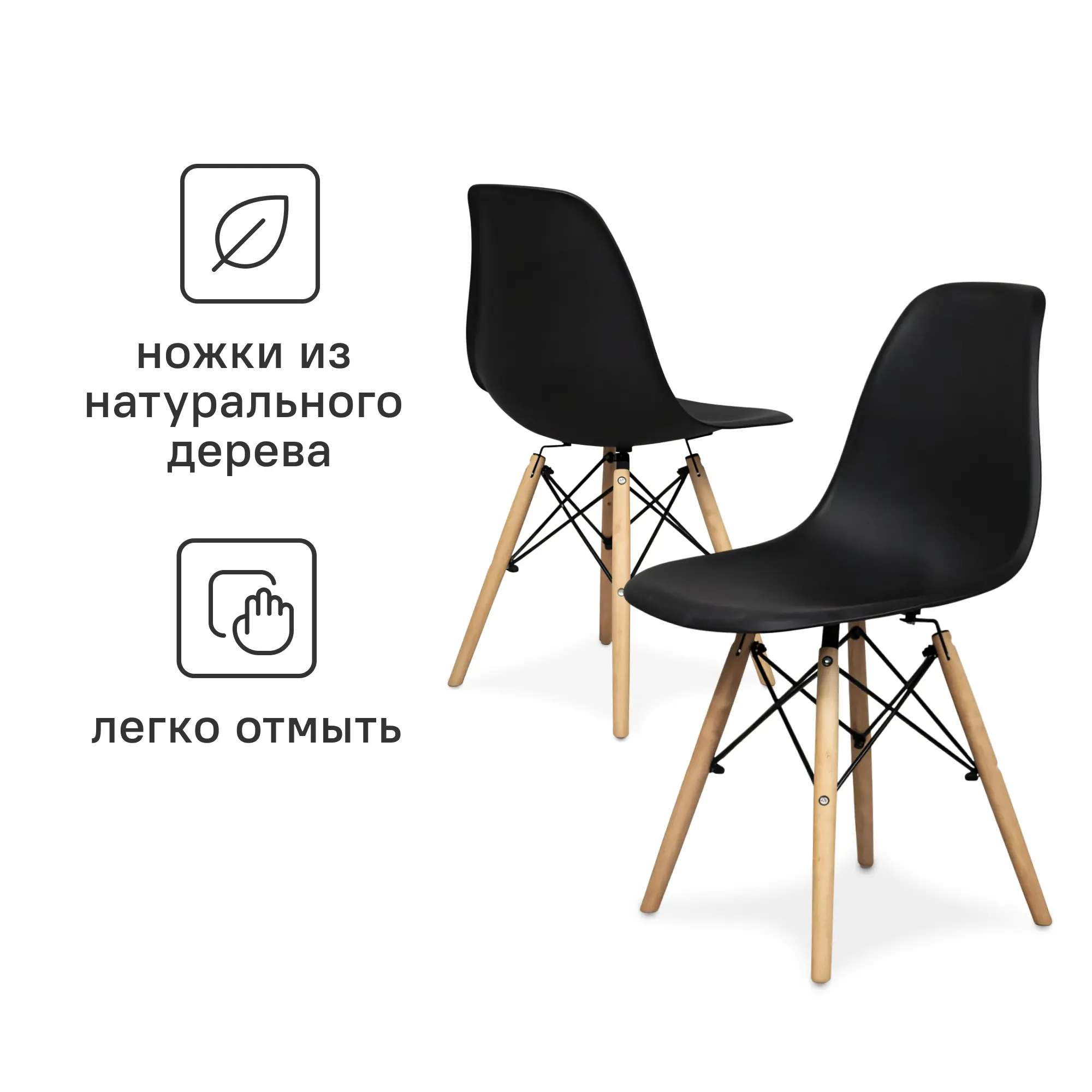 Изображение товара Комплект стульев 2 шт Ridberg Dsw eames 46x80x40 см пластик цвет черный