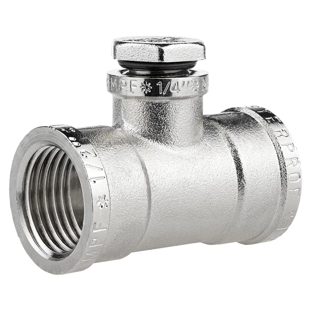 Изображение товара Тройник под манометр MPF 1/2x1/4x1/2 никелированный латунь