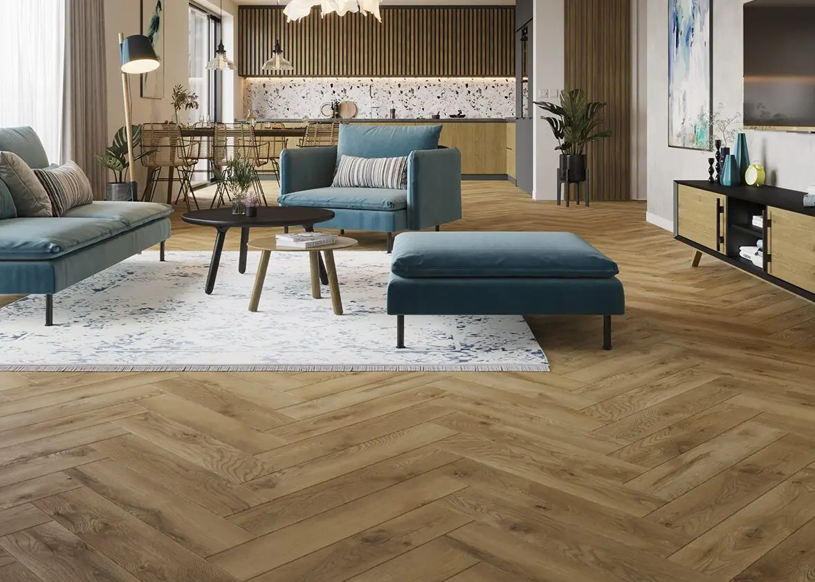 Изображение товара Ламинат Classen Herringbone Ville Orpesa Oak 8 мм 33 класс с фаской для укладки ёлочкой, Германия