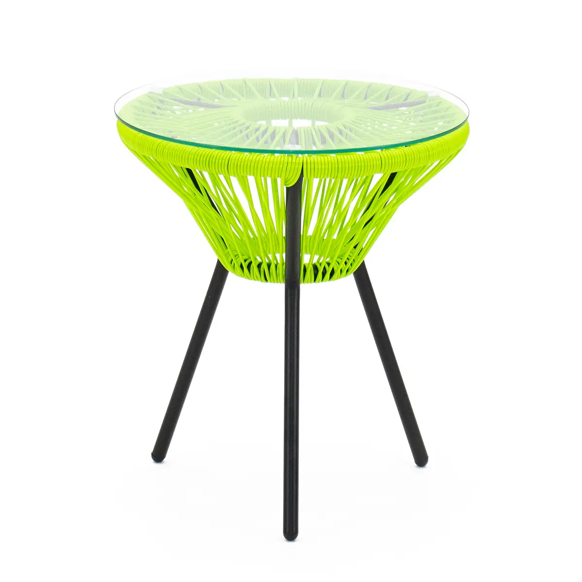 Изображение товара Садовый стол нераздвижной Kornera Акапулько 013002-bk-ap 42 см x 42 см x 48 см сталь искусственный ротанг зеленый