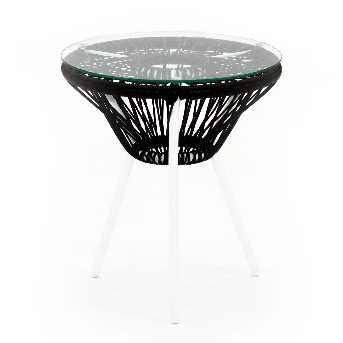 Изображение товара Садовый кофейный столик Kornera Акапулько 013002-wt-br 42 см x 42 см x 48 см сталь искусственный ротанг коричневый