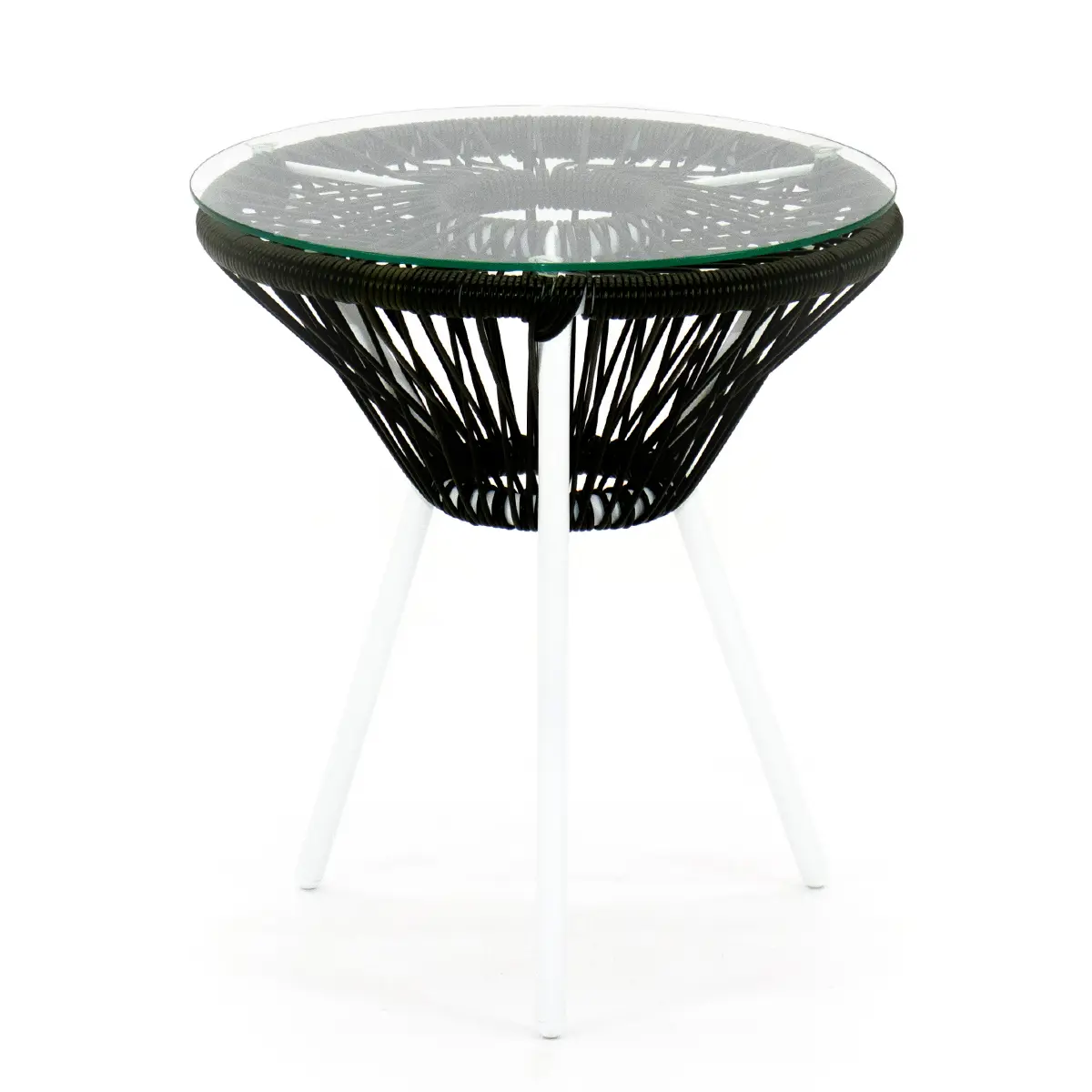 Изображение товара Садовый кофейный столик Kornera Акапулько 013002-wt-kh 42 см x 42 см x 48 см сталь искусственный ротанг зеленый