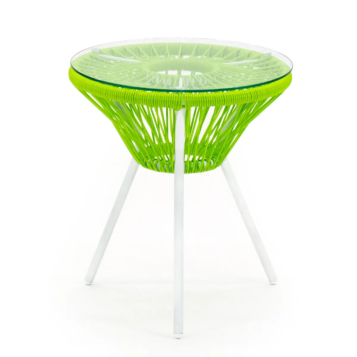 Изображение товара Садовый кофейный столик Kornera Акапулько 013002-wt-ap 42 см x 42 см x 48 см сталь искусственный ротанг зеленый