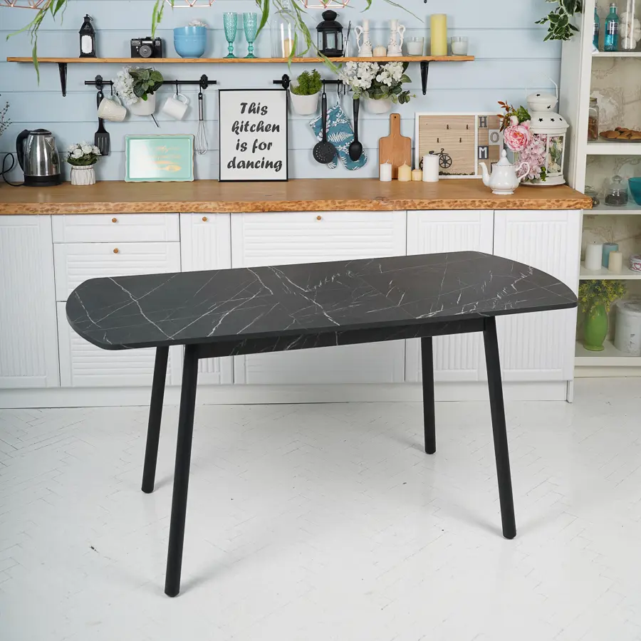 Изображение товара Кухонный стол овальный Frenesie Столвинерgкаменьпьетраопорычерные 120x120 см лдсп цвет камень пьетра