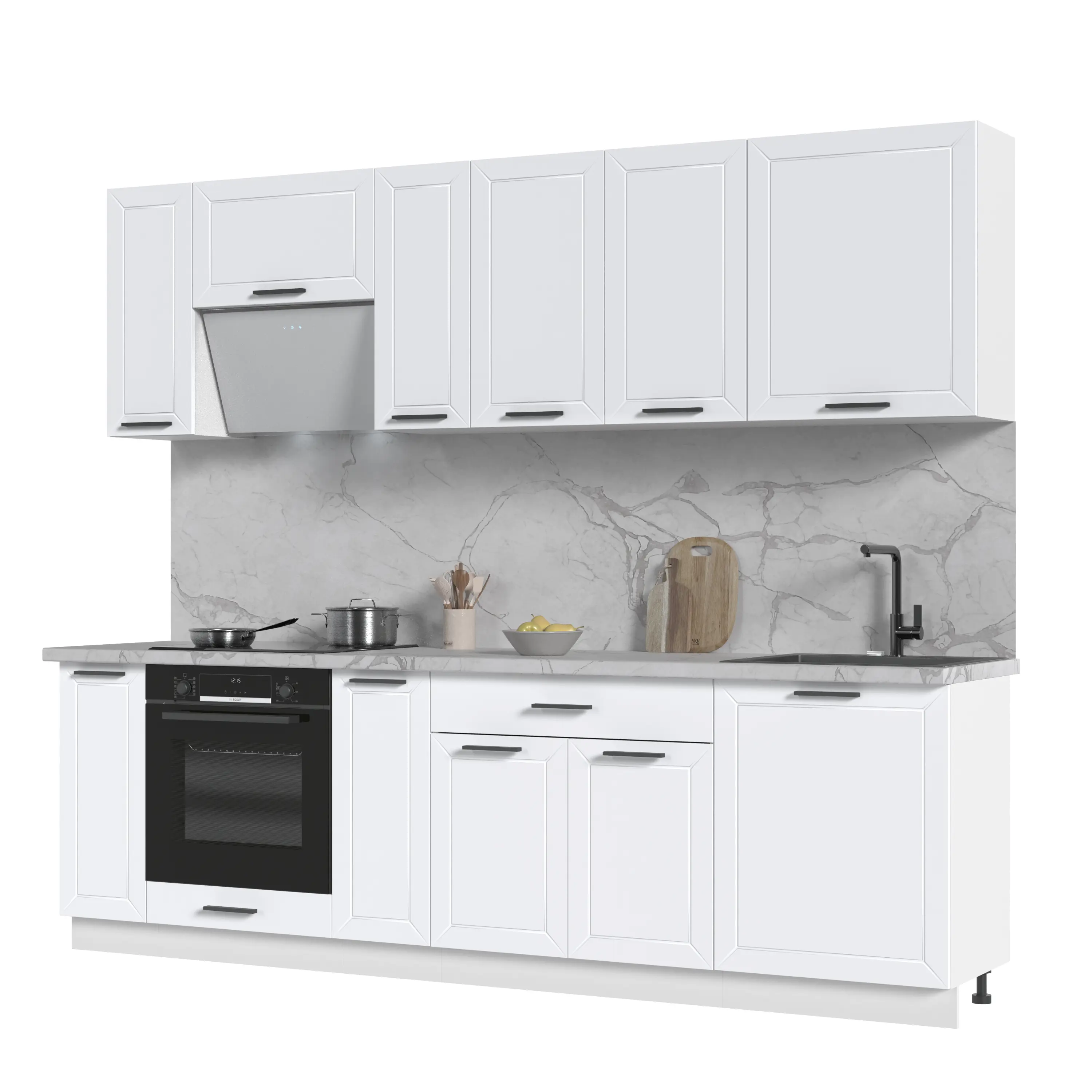 Изображение товара Кухонный гарнитур Kameol Горный ледник УТ000588837 260x217x60 см ЛДСП цвет белый