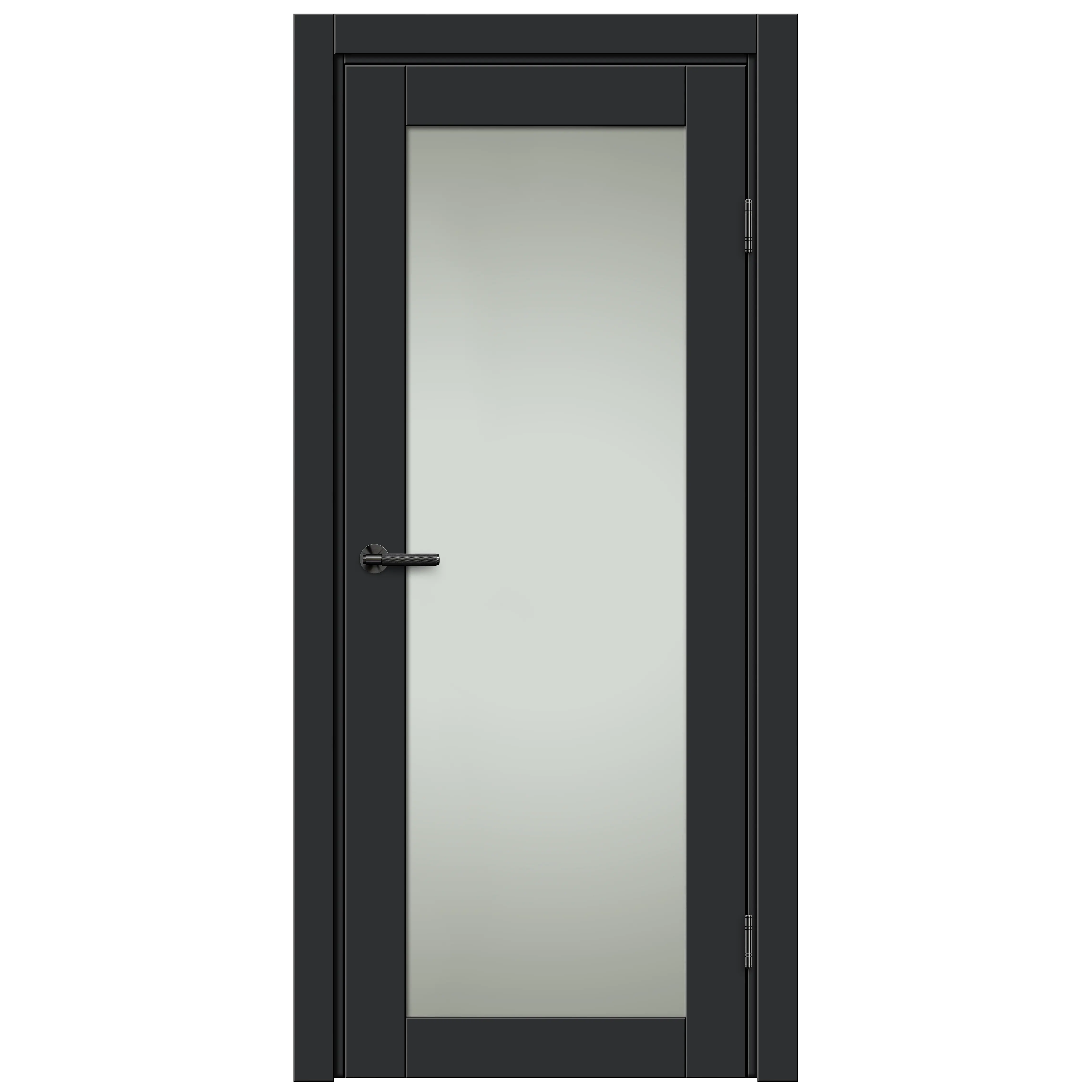 Изображение товара Дверь межкомнатная со стеклом Дестро 60x200 см Hardflex стип антрацит с замком и петлями