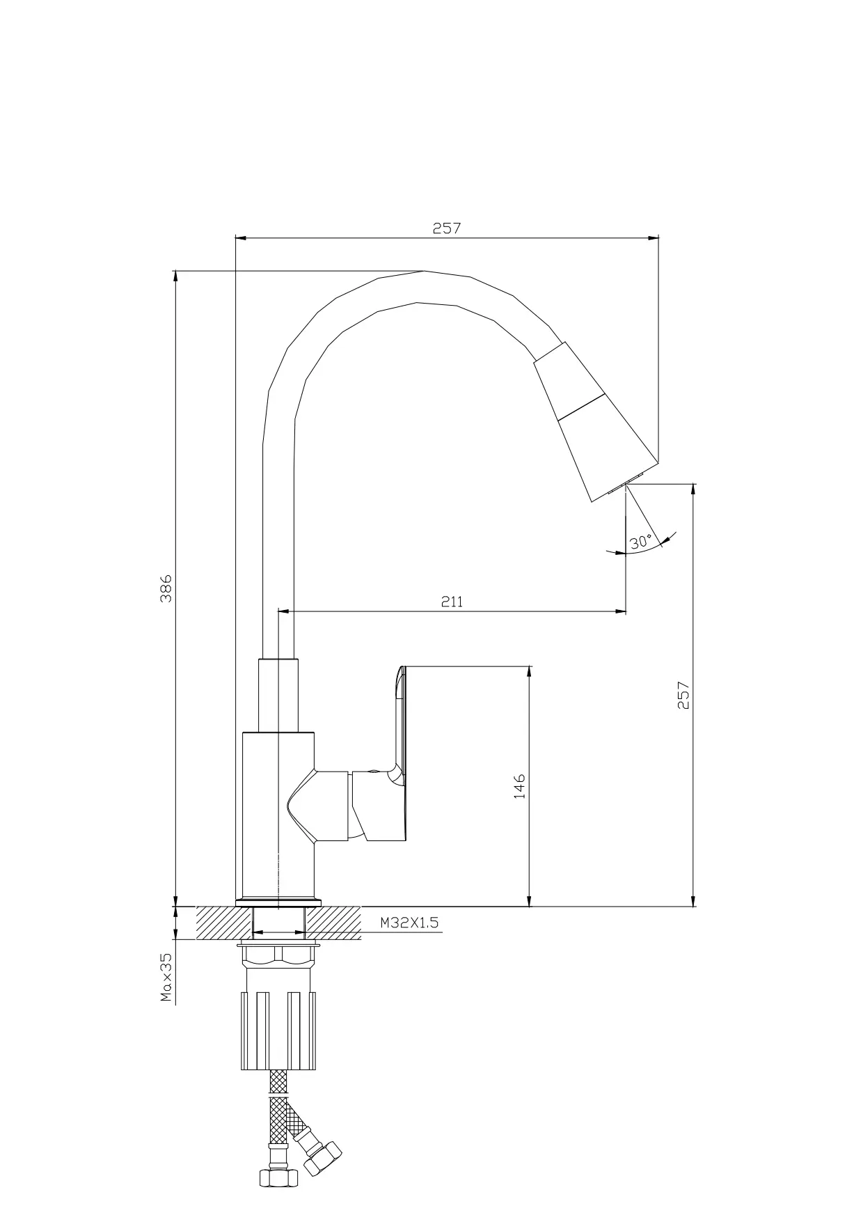 Изображение товара Смеситель для кухни Splenka S06.43 излив 25.7 см цвет хром