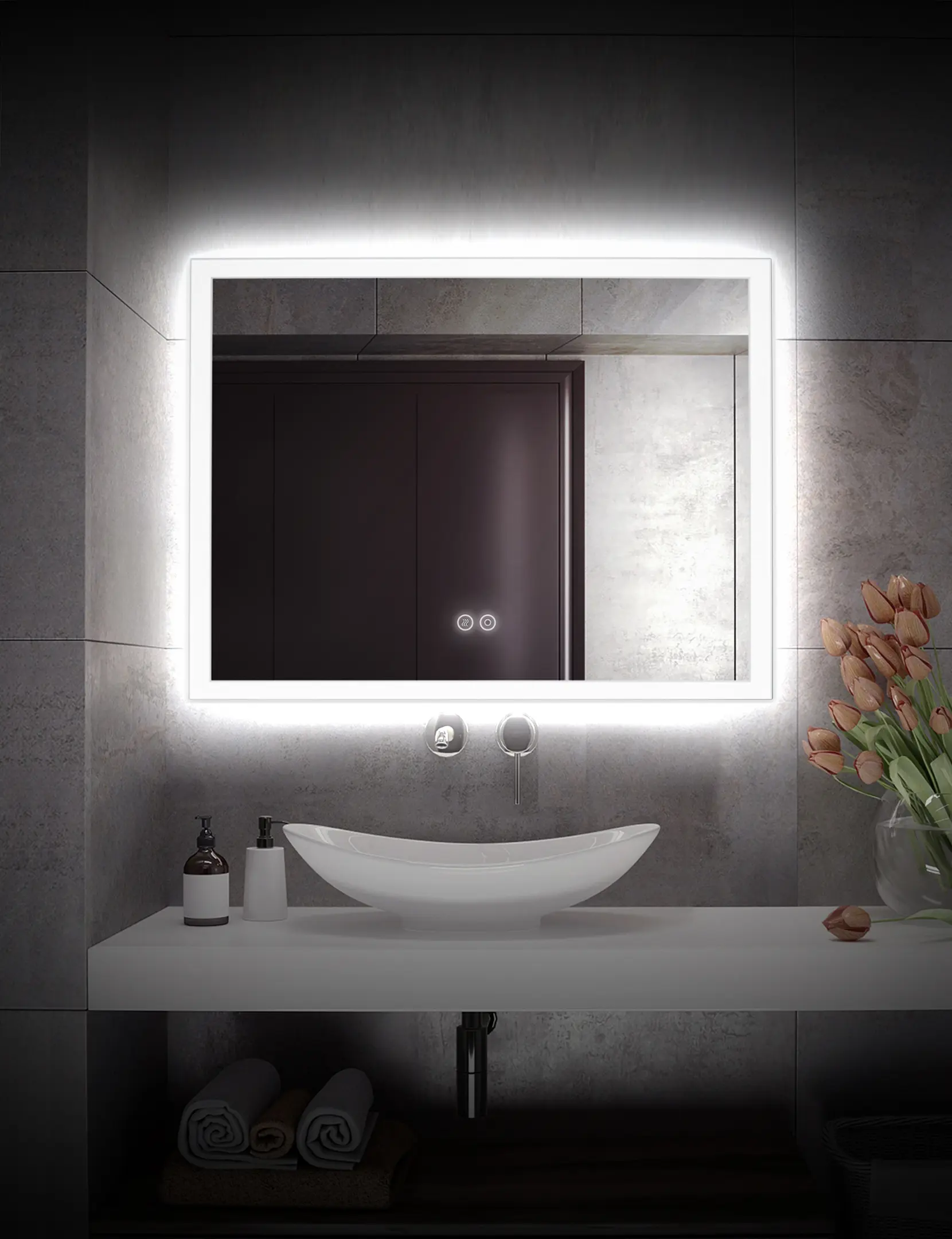 Изображение товара Зеркало для ванной Alfa mirrors Niko-75 Niko-75Ah с подсветкой 70x50см