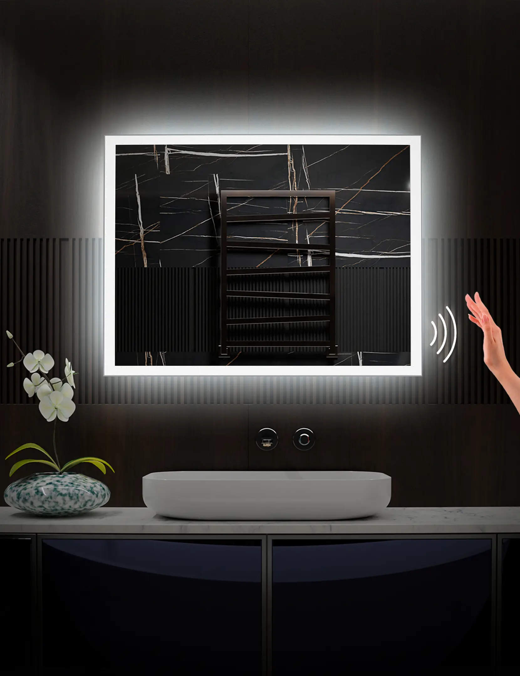 Изображение товара Зеркало для ванной Alfa mirrors Niko-75 Niko-75Avzh с подсветкой 70x50см