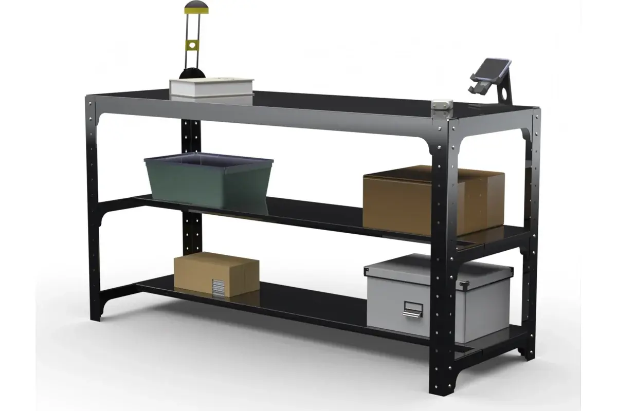 Изображение товара Металлический рабочий стол METALEX 201518 с полками, прочный и удобный