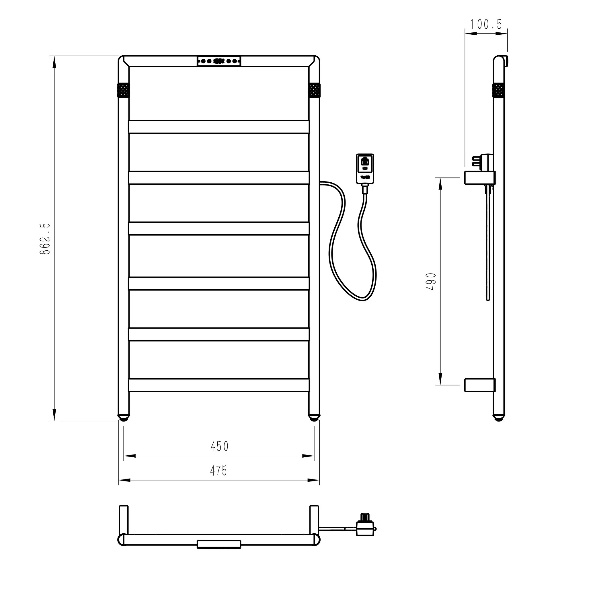 Изображение товара Электрический полотенцесушитель Wonzon & Woghand КЁЛЬН 450x862 мм 60 Вт золото