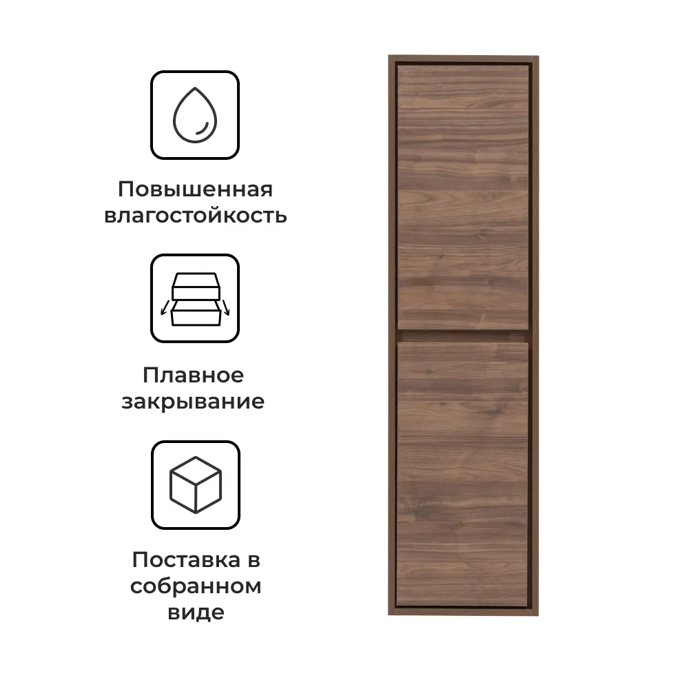 Изображение товара Пенал для ванной Мокка 2.0 подвесной 130x35 см коричневый влагостойкий ламинированный
