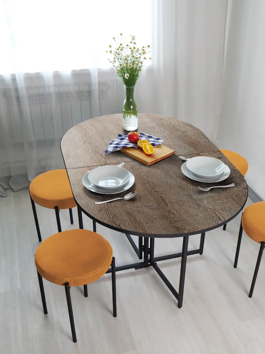 Изображение товара Кухонный стол овальный Laksi Стол обеденный 65x130 см ЛДСП цвет сосна санторини