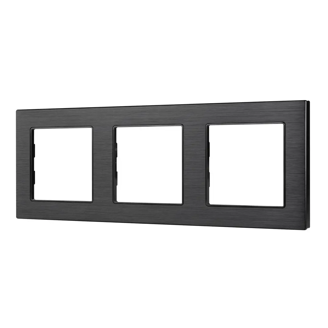 Изображение товара Рамка для розеток и выключателей Arlight FRM-Presto-ALS-3-BK 3 поста алюминий цвет черный