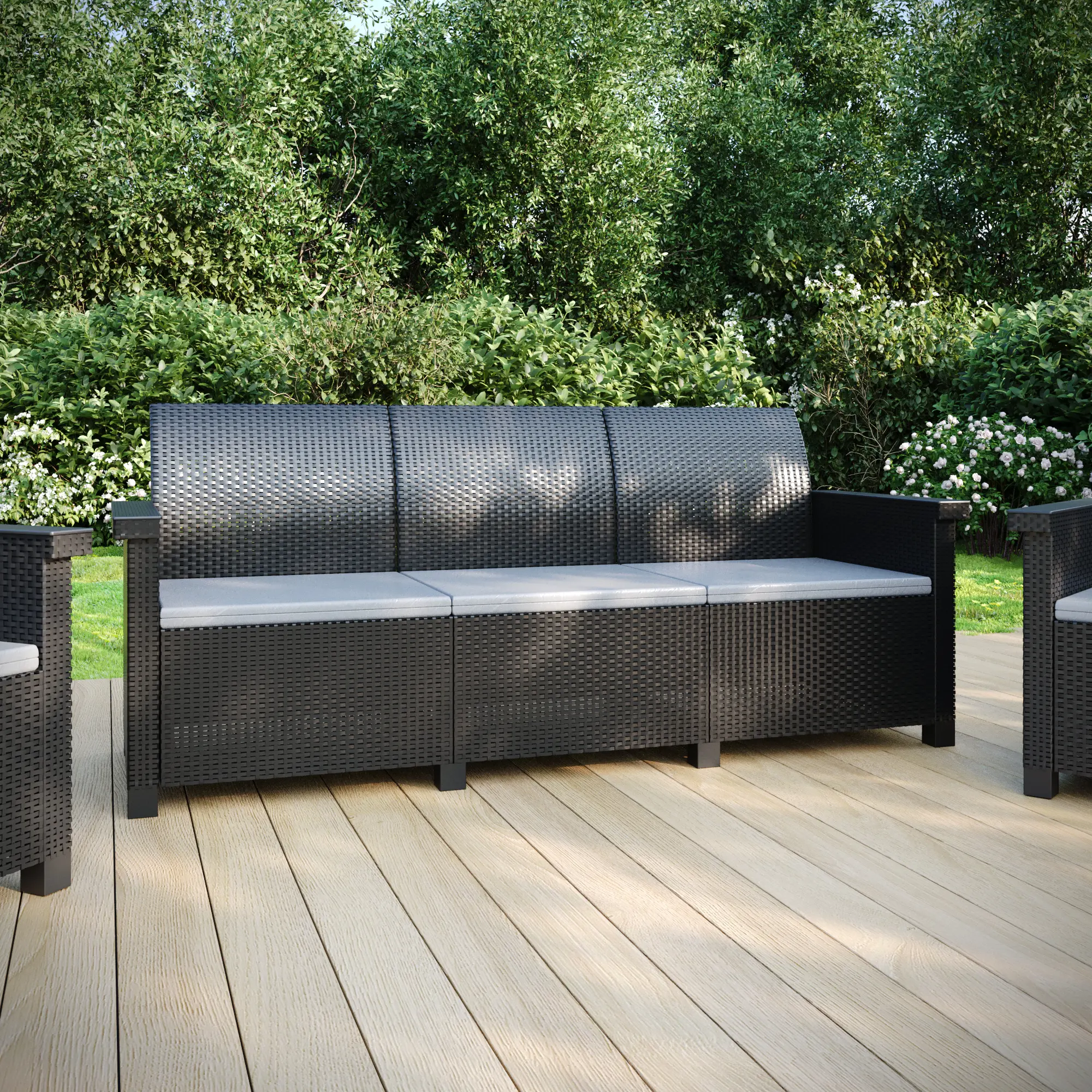 Изображение товара Диван садовый BEGINIA Basegi 189.5x69.5x79 см полипропилен темно-серый