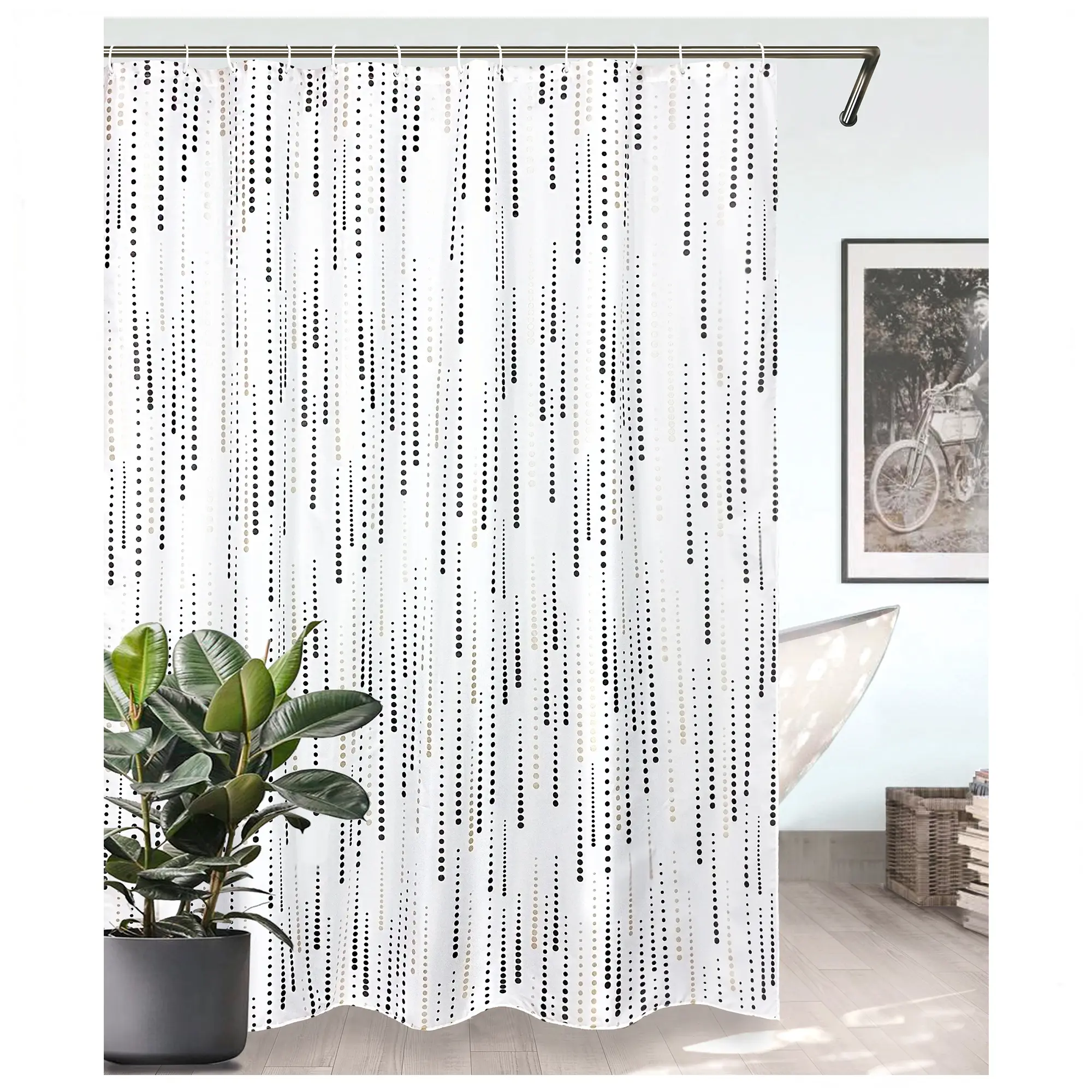 Изображение товара Штора для ванной Bath Plus Charme Red Mizzle II 180x200 см белый черный золотой