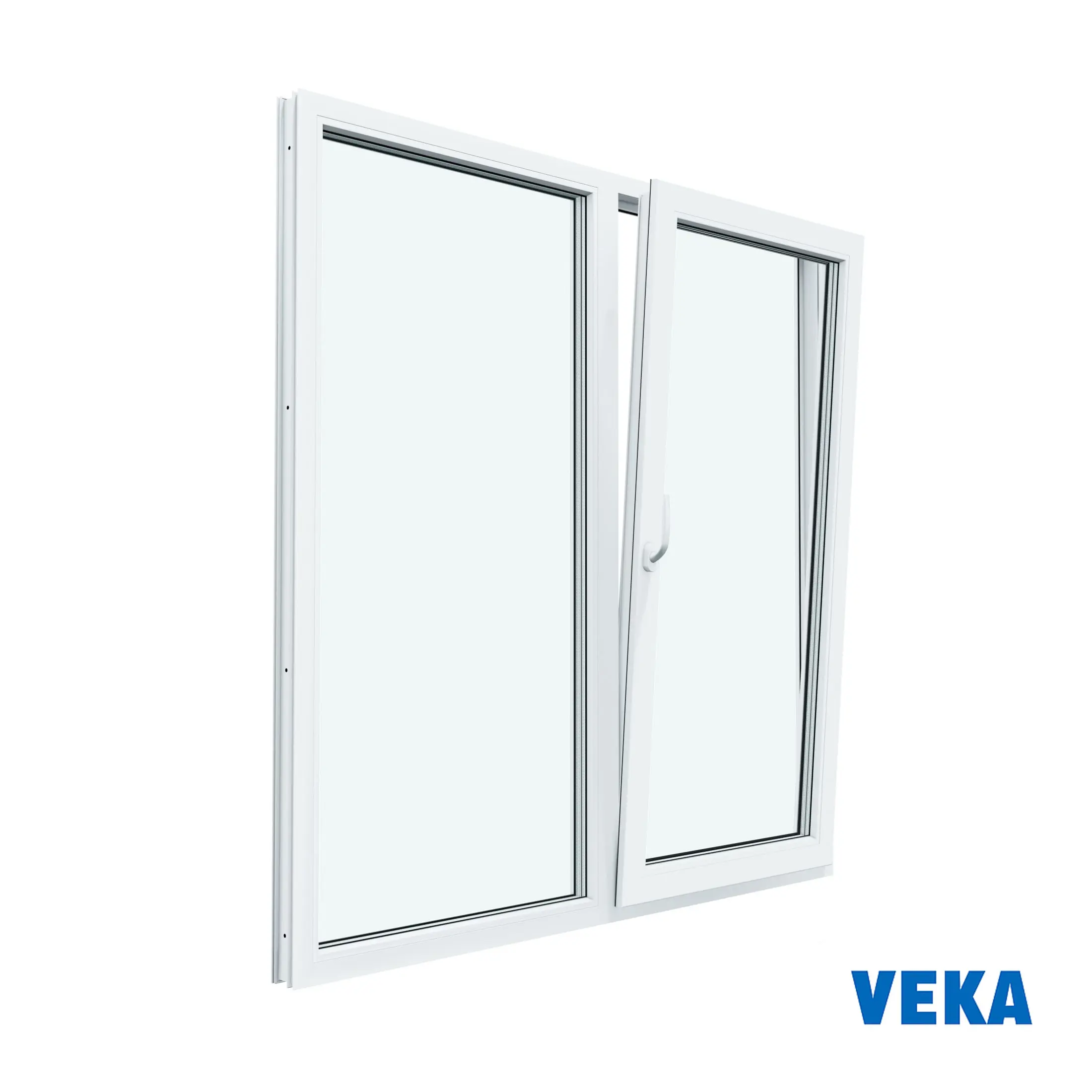Изображение товара Пластиковое окно ПВХ VEKA 1200x1200мм (ВхШ) двухстворчатое однокамерный стеклопакет белый (с двух сторон)