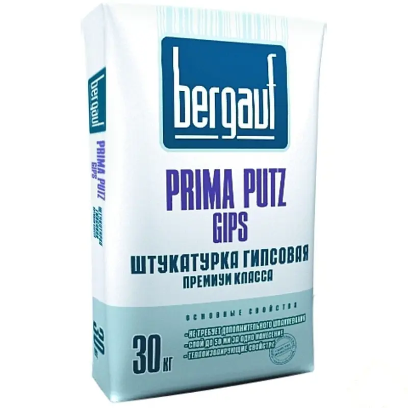 Изображение товара Штукатурка гипсовая Bergauf Prima Putz Gips, 30 кг