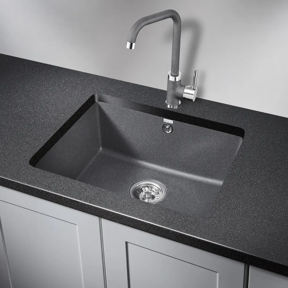 Изображение товара Кварцевая кухонная мойка GRANULA GR-5551 55х46 см графит с 5-летней гарантией