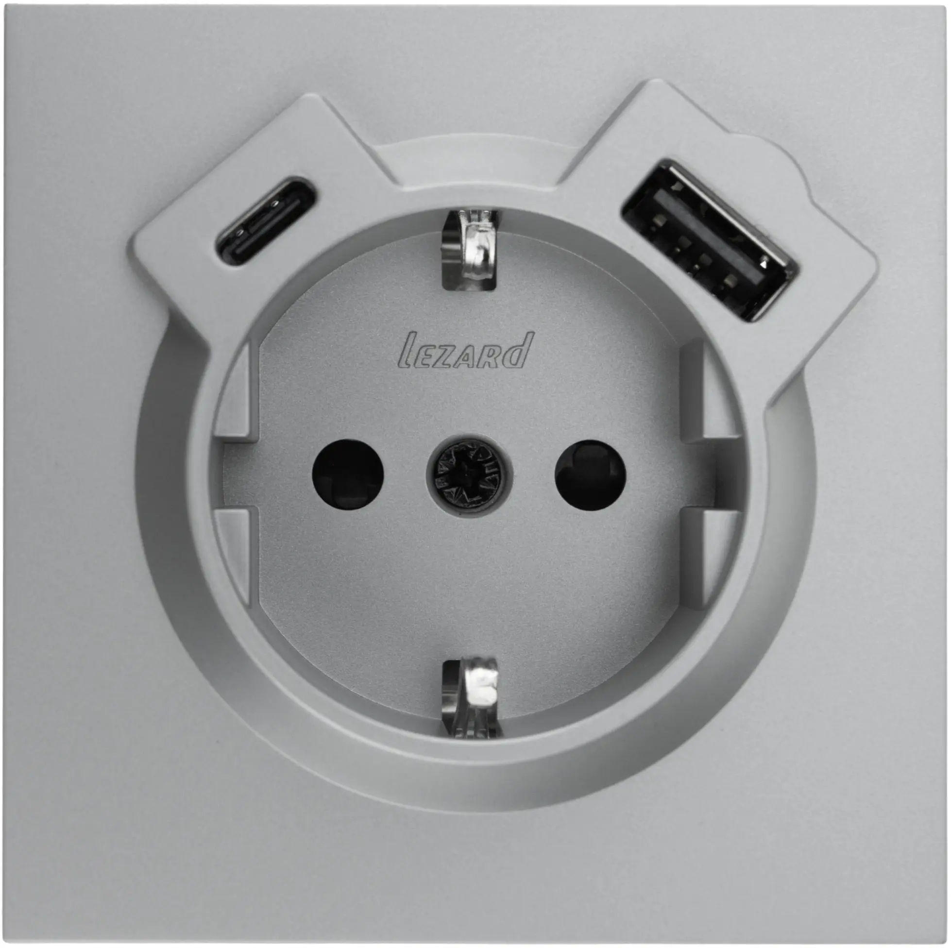 Изображение товара Встраиваемая розетка с USB Zima Lezard серый матовый 16А IP20