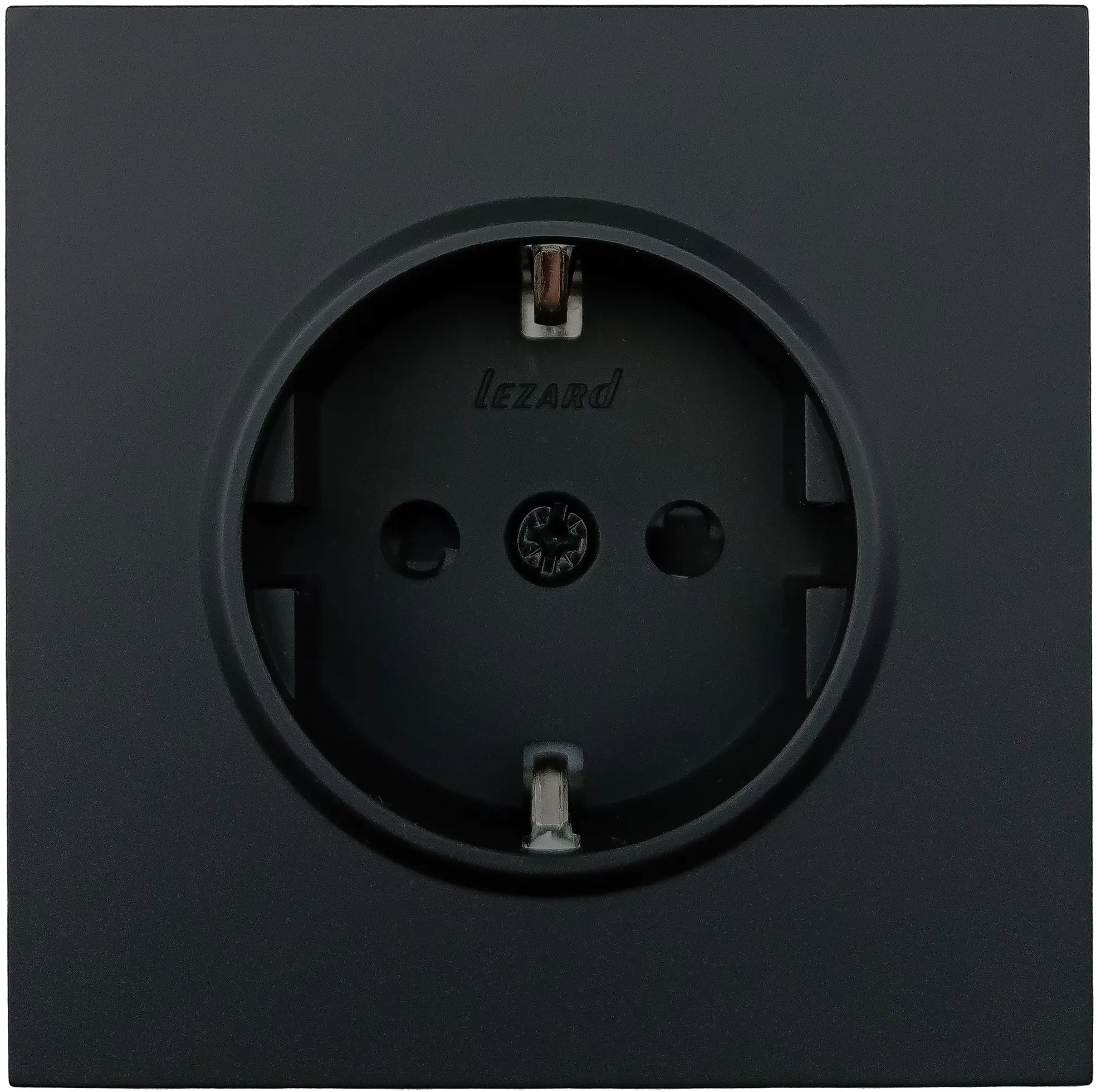 Изображение товара Встраиваемая розетка Lezard Zima с заземлением черный бархат 1 пост IP20