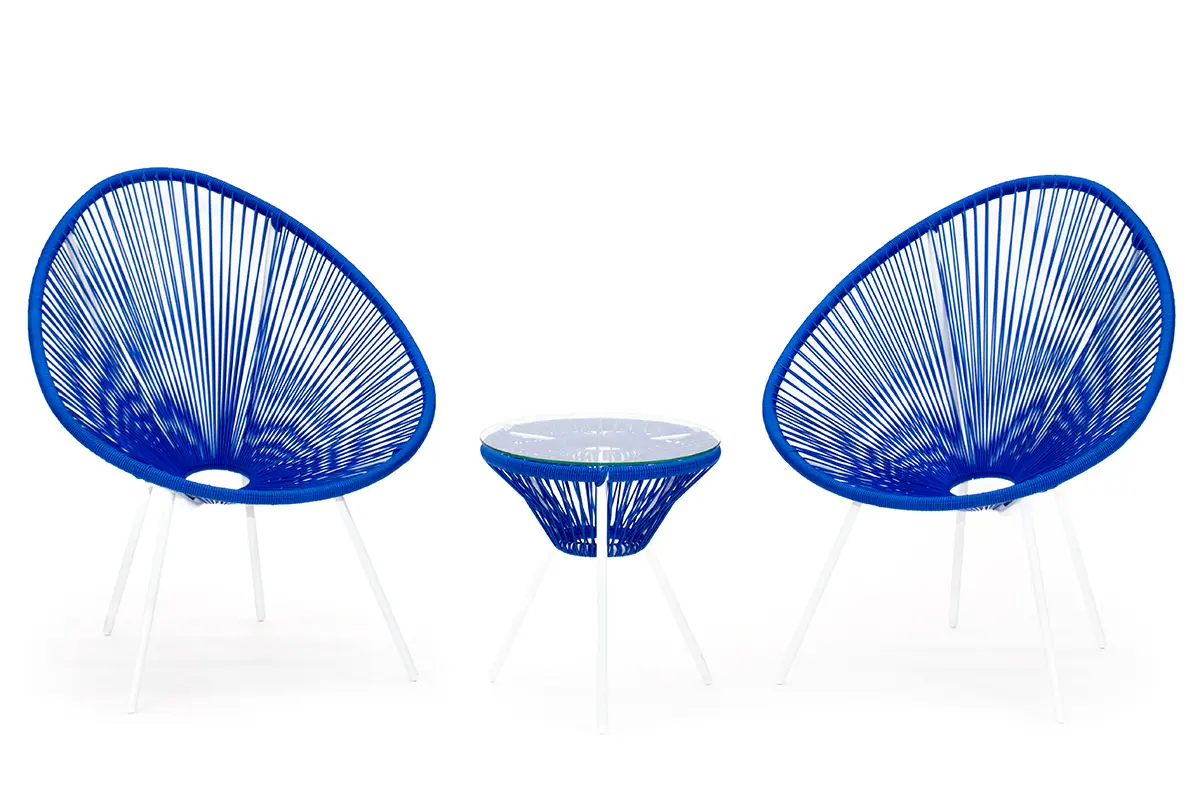 Изображение товара Набор садовой мебели для отдыха Kornera Акапулько 3 предмета синий искусственный ротанг