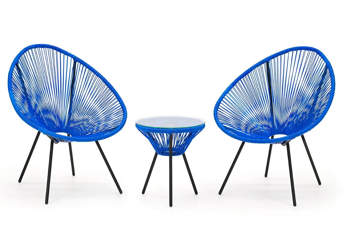Изображение товара Набор садовой мебели для отдыха Kornera Акапулько 3 предмета с искусственным ротангом синий