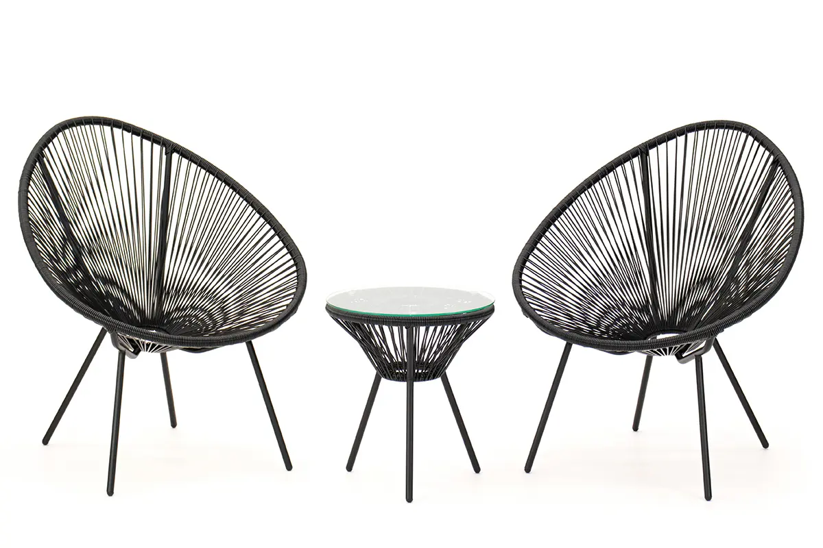 Изображение товара Набор садовой мебели Kornera Акапулько 3 предмета черный искусственный ротанг