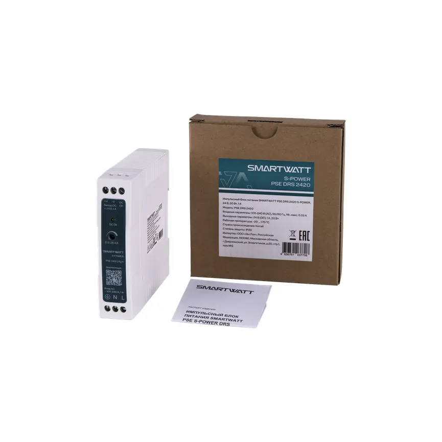 Изображение товара Импульсный блок питания Smartwatt PSE DRS 2420 S-POWER 24 В 20 Вт 1 А
