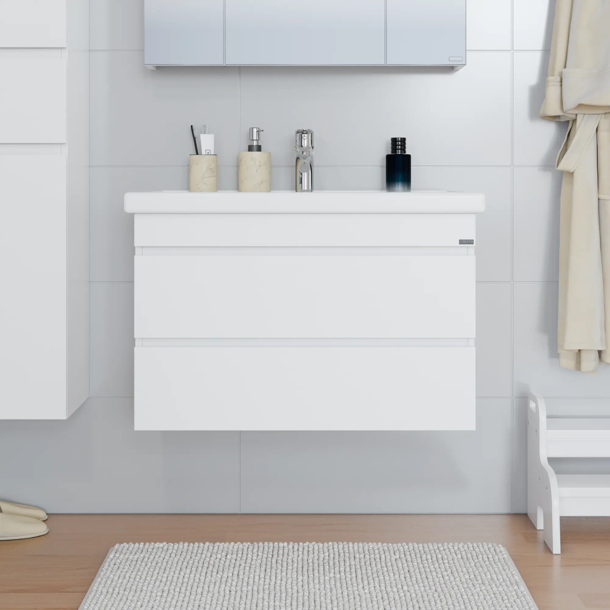 Изображение товара Тумба под раковину Санта 700296 подвесная 80 см цвет белый