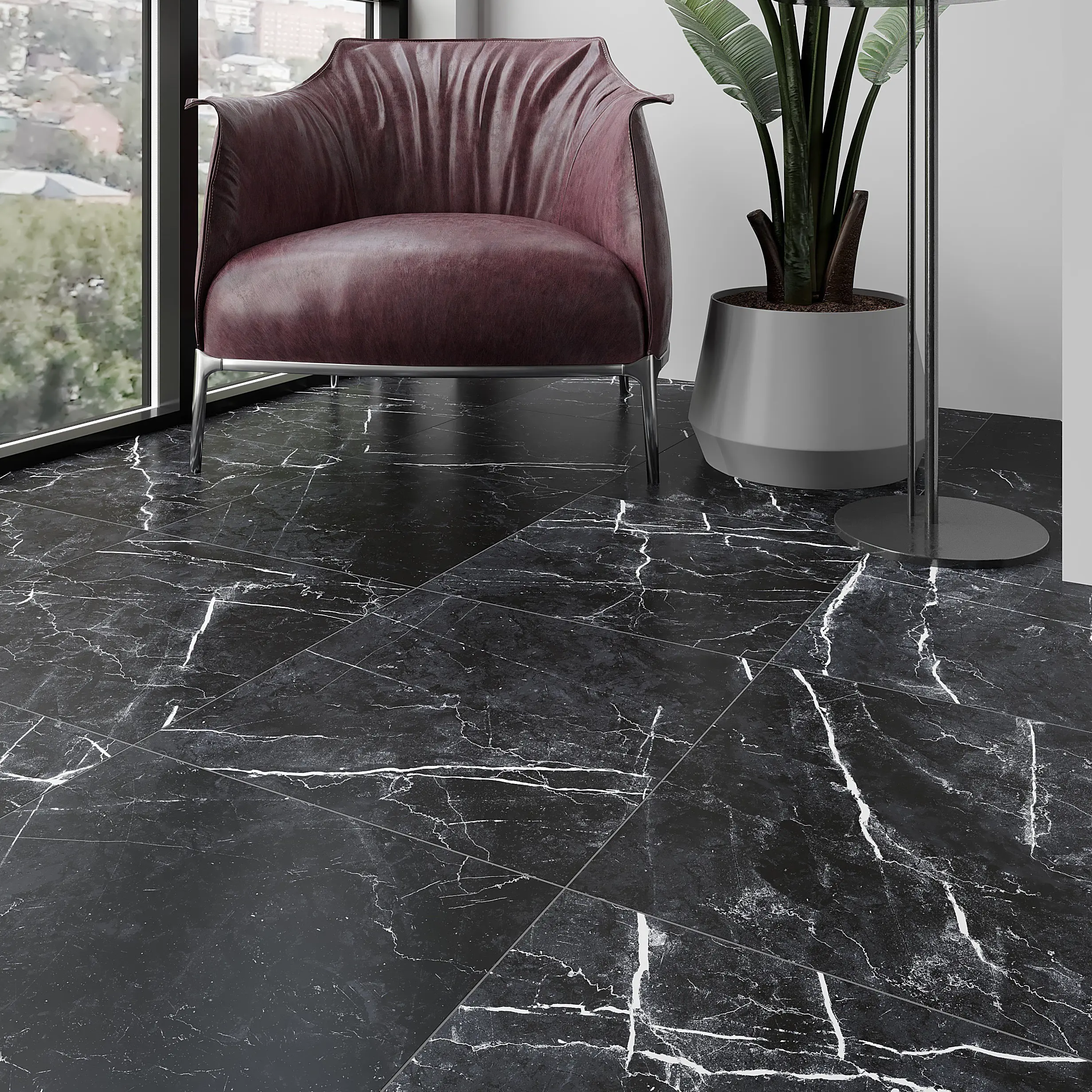 Изображение товара Глазурованный керамогранит Kreaforta Dina 42x42 см черный