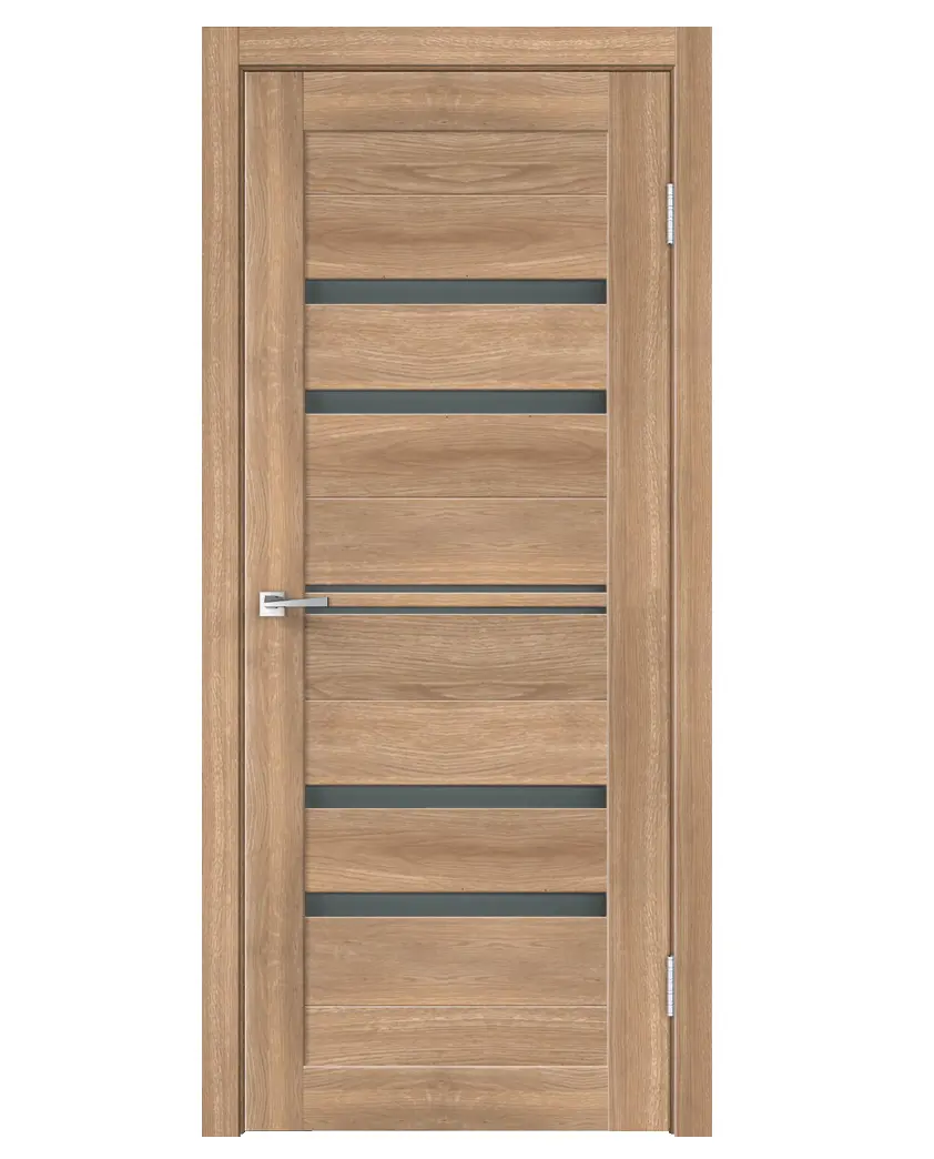 Изображение товара Комплект межкомнатной двери Velldoris Xline 6 остеклённая 200x80см ПВХ цвет дуб европейский горизонт с коробом и наличниками