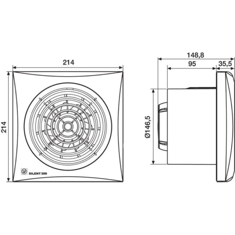 Изображение товара Вентилятор вытяжной S&P TD1000/200 Silent D150 мм 36 дБ 260 м³/ч обратный клапан цвет белый