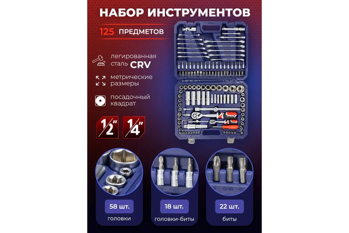 Изображение товара Набор инструментов Yataforce YF-41252-5, 125 предметов