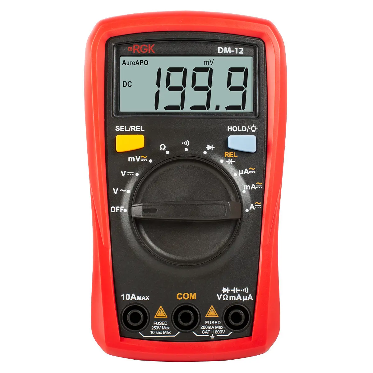 Изображение товара Цифровой мультиметр RGK DM-12 для измерений сопротивления, емкости и тока