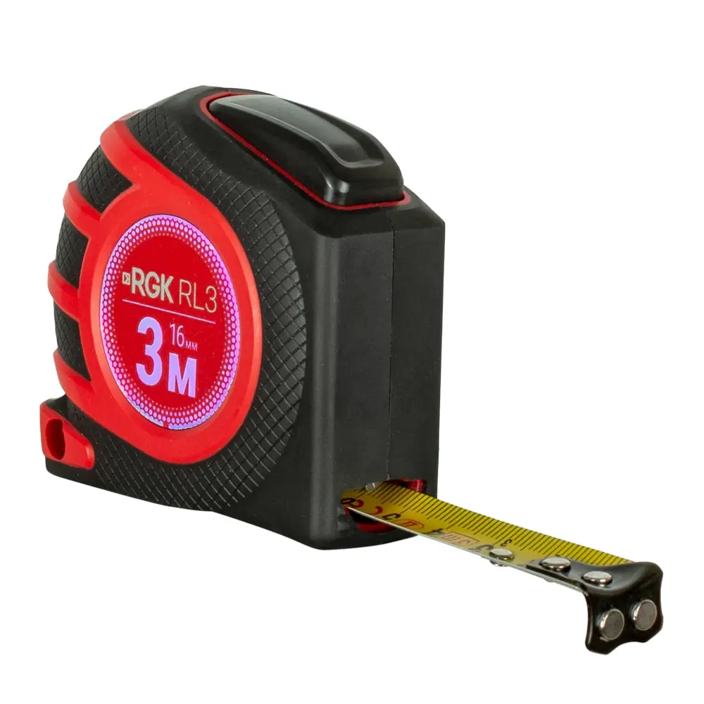 Изображение товара Рулетка RGK RL3 магнитная с автоблокировкой двухсторонняя шкала 3 м x 16 мм