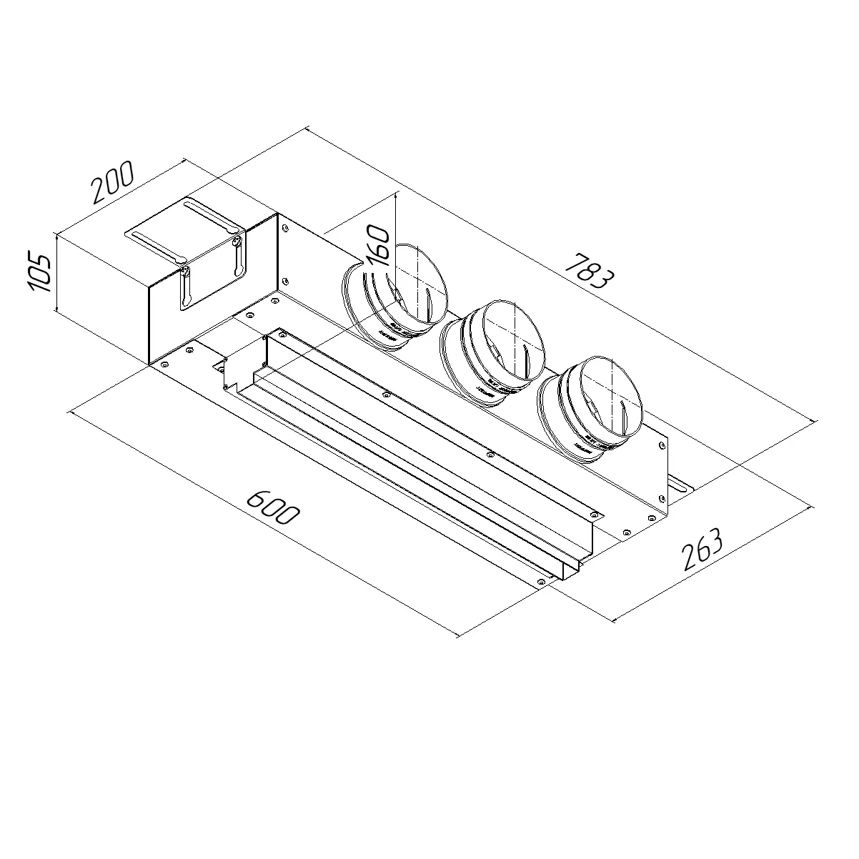 Изображение товара Диффузор щелевой PROVENT VPNDG 500x25/90x3 для вентиляции с тремя выходами
