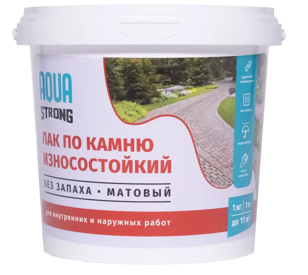Изображение товара Лак по камню Aquastrong износостойкий матовый прозрачный 1 кг для фасадов и каменных поверхностей