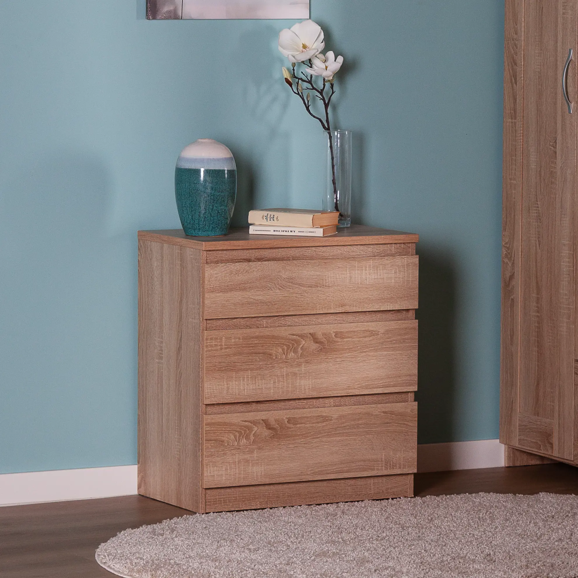 Изображение товара Комод Гуд Лакк Кастор 3 ящика 65x39.6x71.6 см цвет дуб сонома