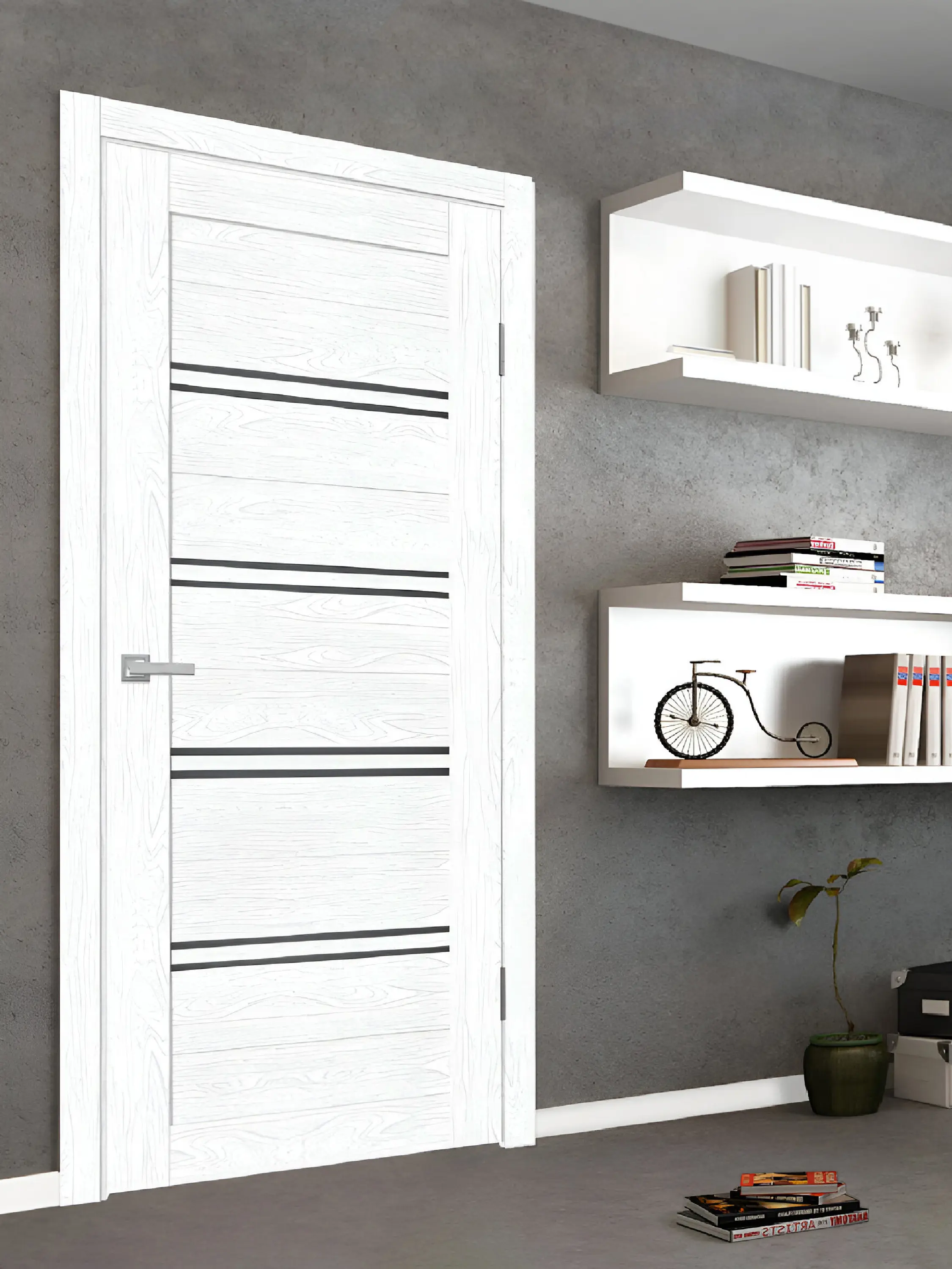 Изображение товара Дверь межкомнатная Velldoris Xline 4 остеклённая 200x90см ПВХ цвет белоснежное дерево без замка и петель