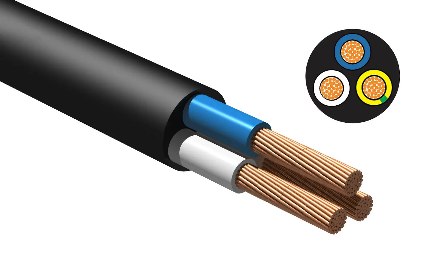 Изображение товара Гибкий силовой кабель КГтп-ХЛ 3х1.5 70 м ГОСТ Россия