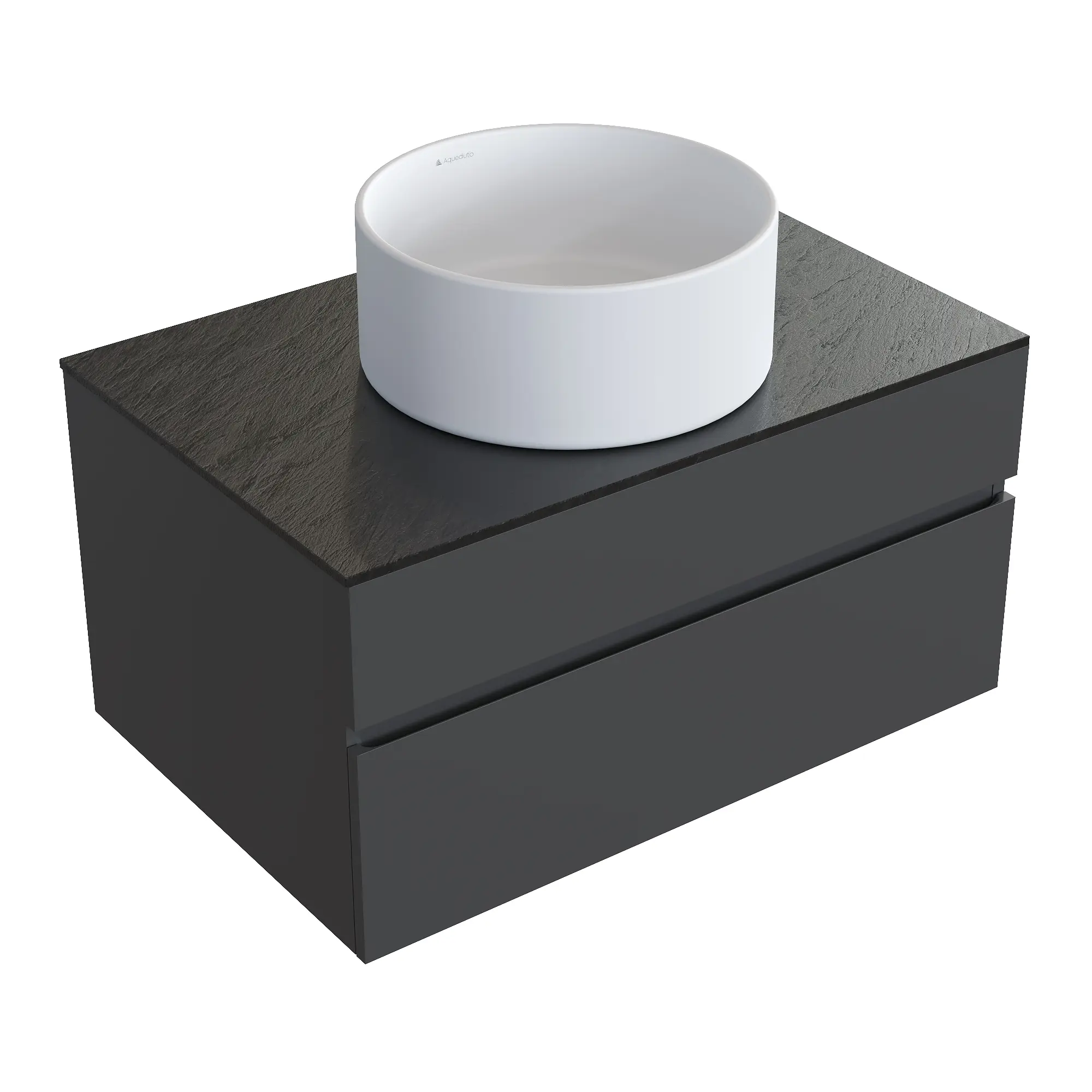 Изображение товара Тумба под раковину подвесная Raval AQDRAVSETDE120 80см цвет антрацит, белый матовый, с раковиной