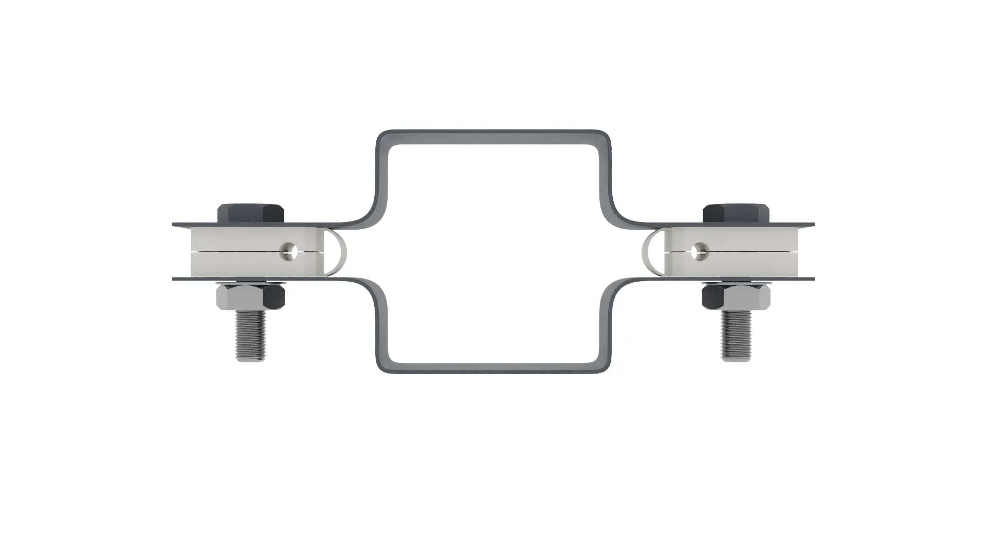 Изображение товара Хомут составной Ювента 80x80 с вкладышем из стали графит для крепления конструкций