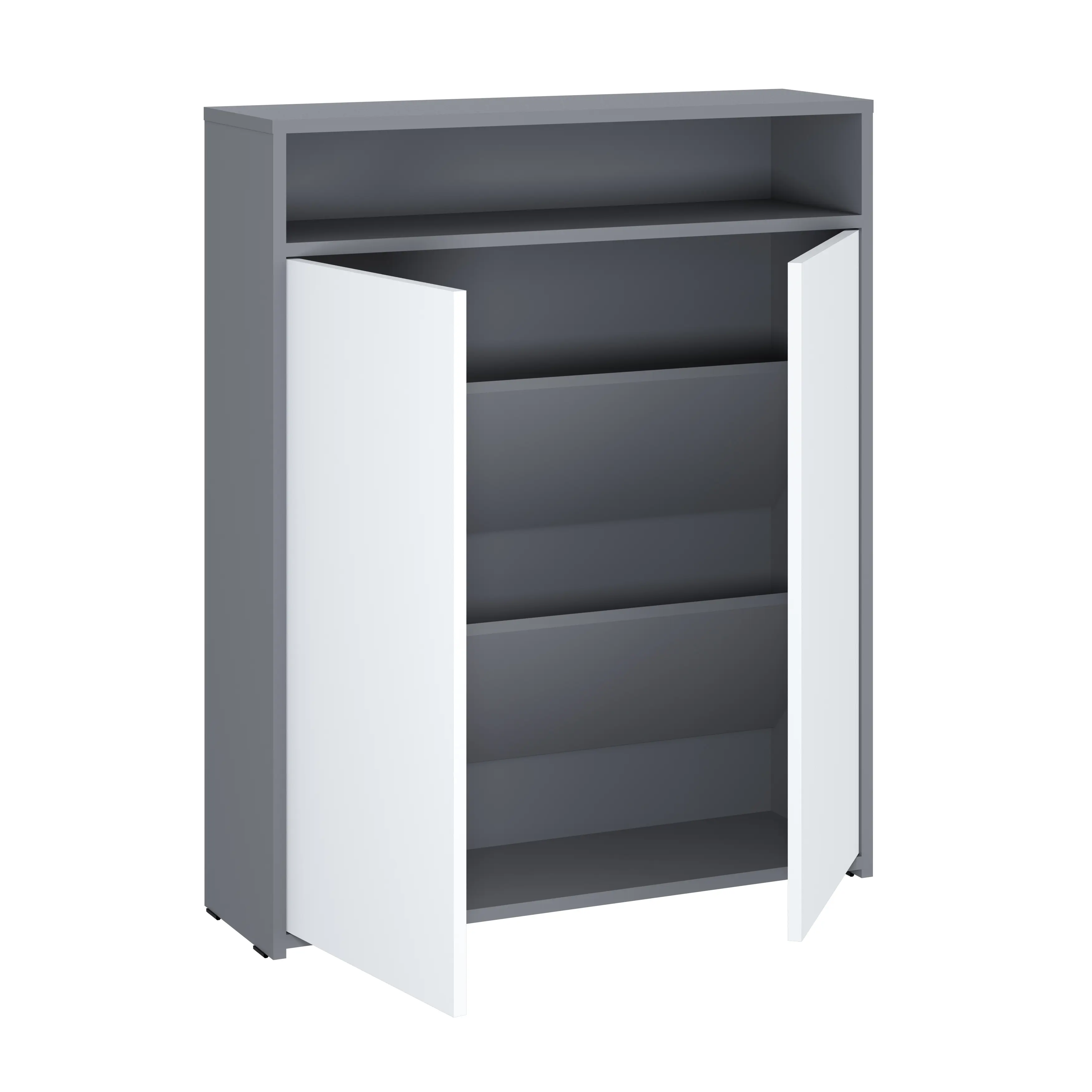 Изображение товара Шкаф для обуви Атмосфера 80x97x23.6 см 3 полки ЛДСП цвет серый шифер/белый