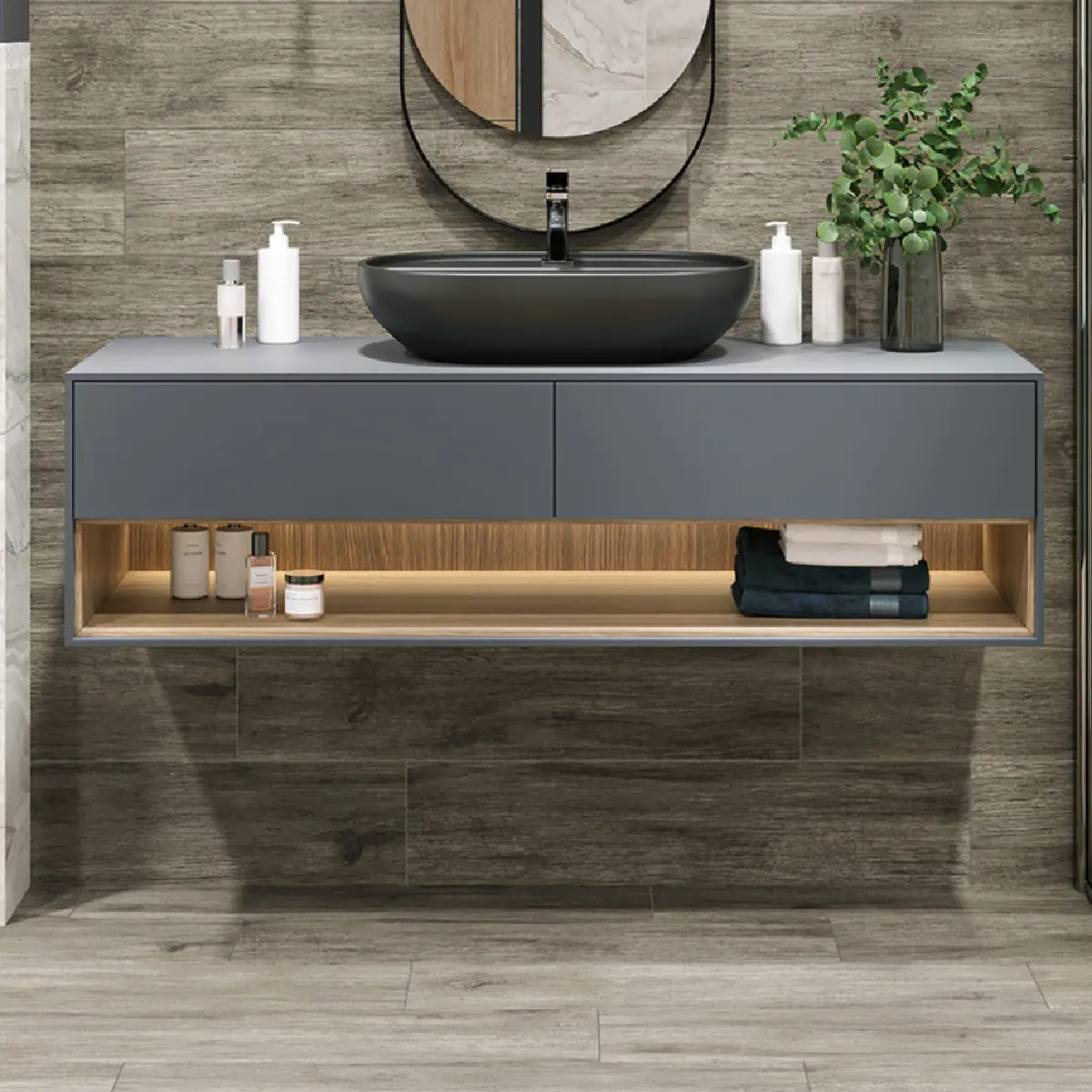 Изображение товара Глазурованный керамогранит Alma Ceramica CityWood 20x90 см серый