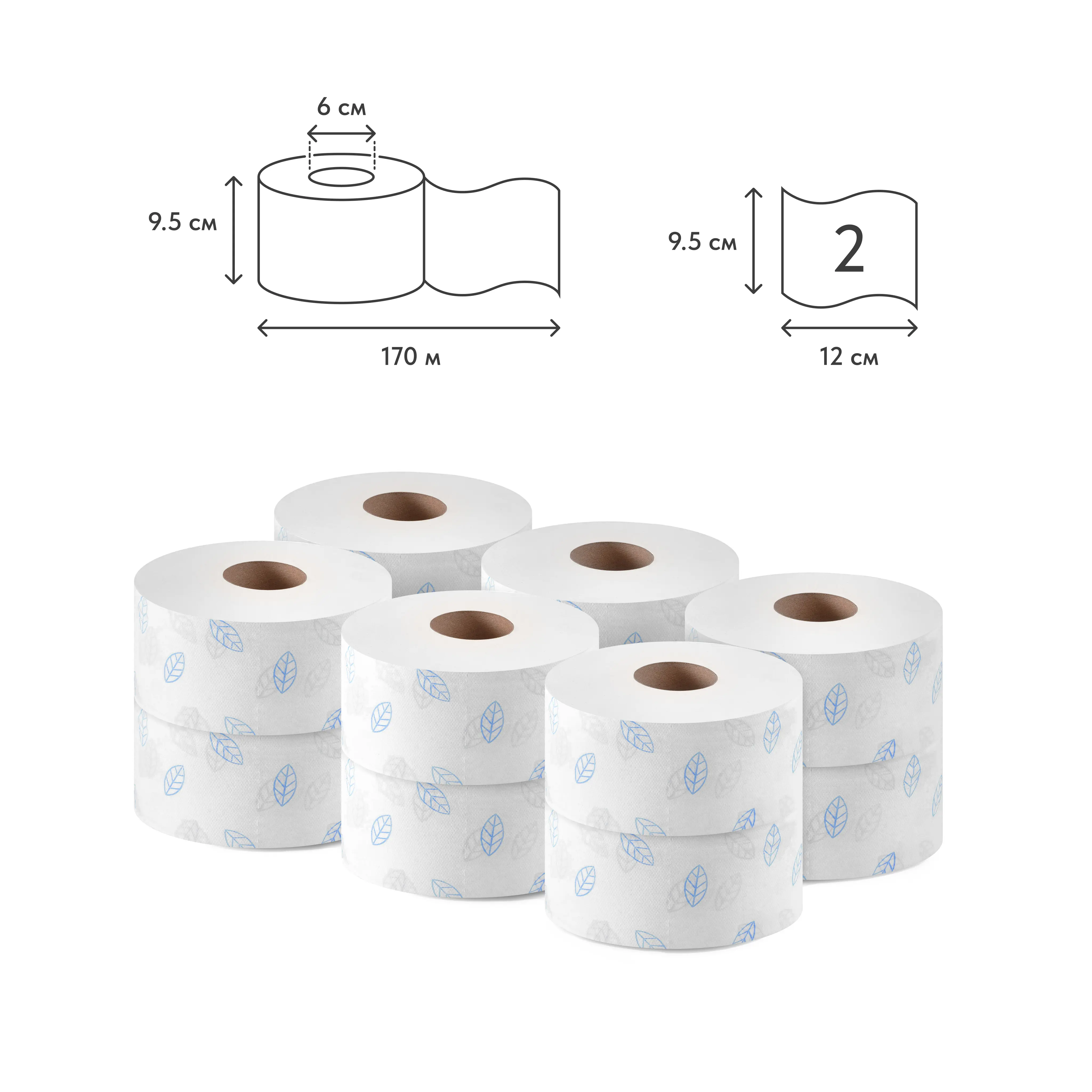 Изображение товара Бумага туалетная Бумага сити 2 слоя 170 м белая 12 шт
