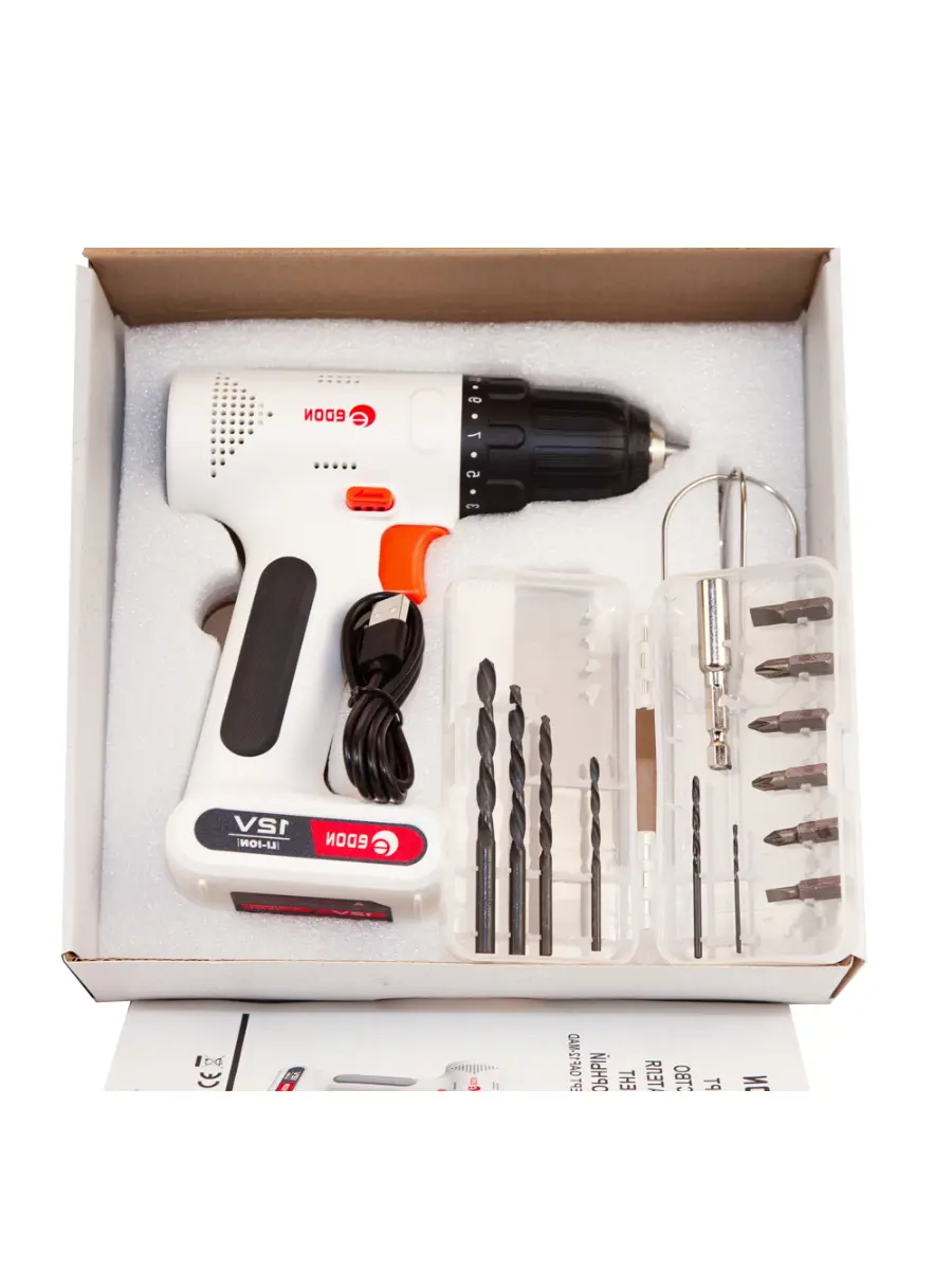 Изображение товара Дрель-шуруповерт аккумуляторная Edon OAF12-MAD 12 В Li-Ion