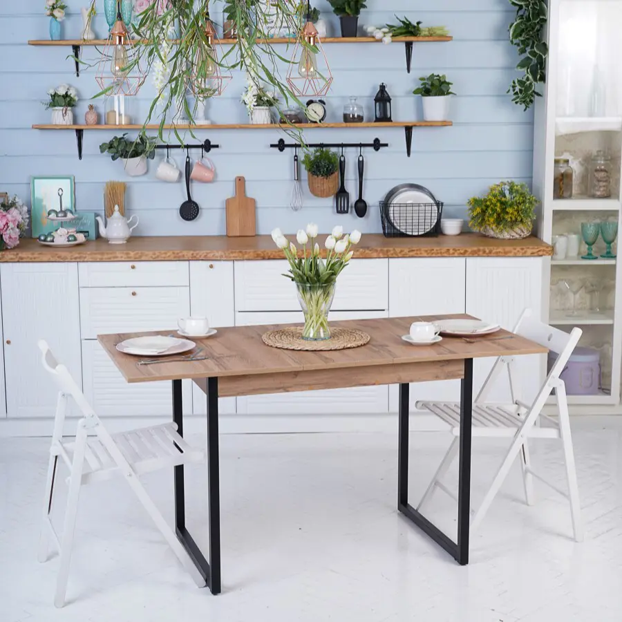 Изображение товара Кухонный раздвижной стол Frenesie Триони 110-140 см дуб Вотан стиль лофт