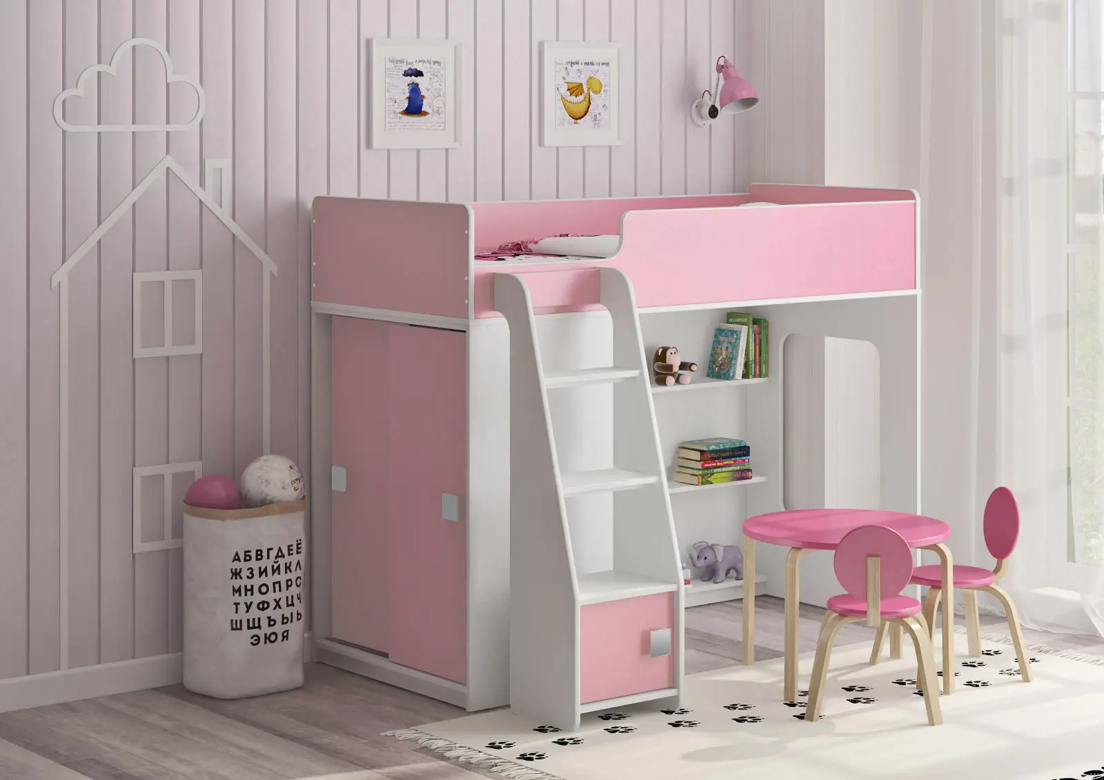 Изображение товара Кровать Кариви Сказка 179x140.50x116.70 см ЛДСП цвет белый 0107-33-23-00